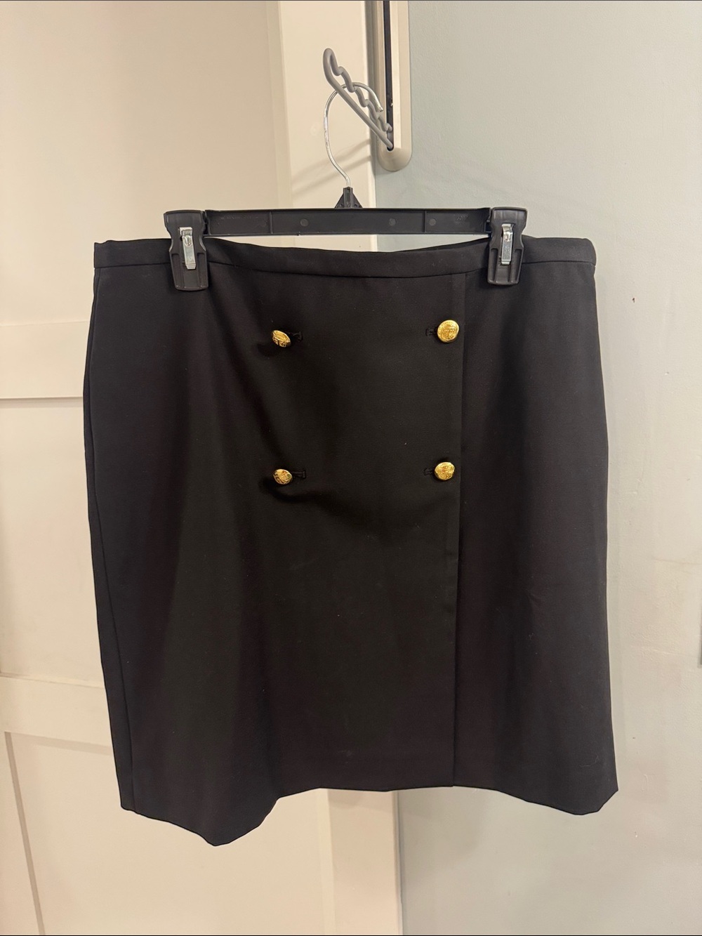 Classic Black Double-Breasted Pencil Skirt